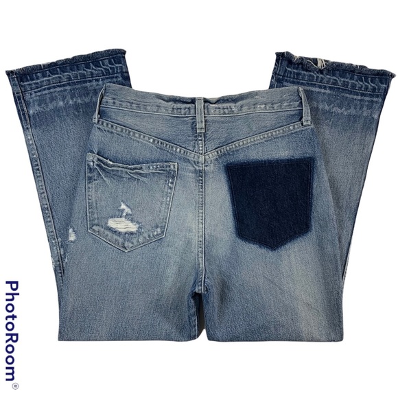 AYR The Styx Wolfpack Button-Fly Straight Leg High Rise Distressed Crop Jeans - Picture 5 of 12